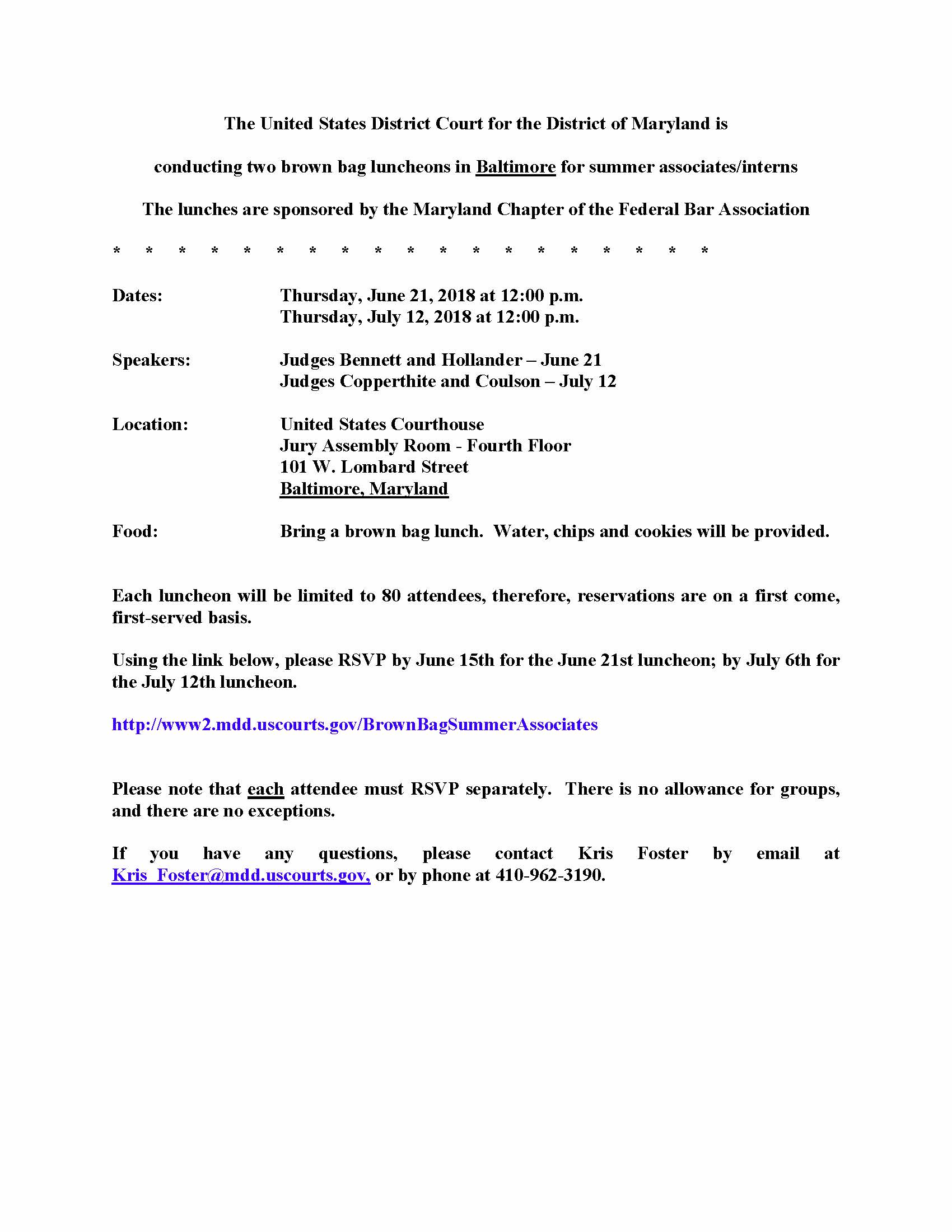 Invitation To Baltimore Summer Ociates Interns Brown Bag Summer Ociates Interns Brown Bag